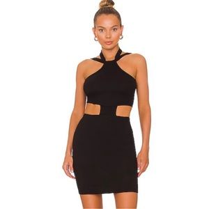 LNA Riley Ribbed Black Dress